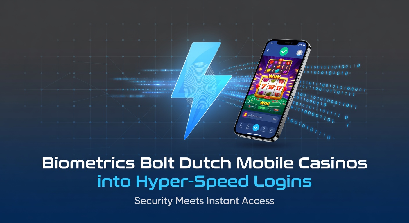 Smartphone met vingerafdrukscanner en casino-app op scherm, symboliserend biometrische login in mobiel gokken