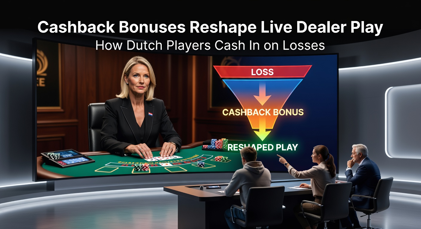 Grafiek met cashback percentages bij live dealer tafels in Nederlandse online casinos, inclusief voorbeelden van terugbetalingen op roulette en blackjack