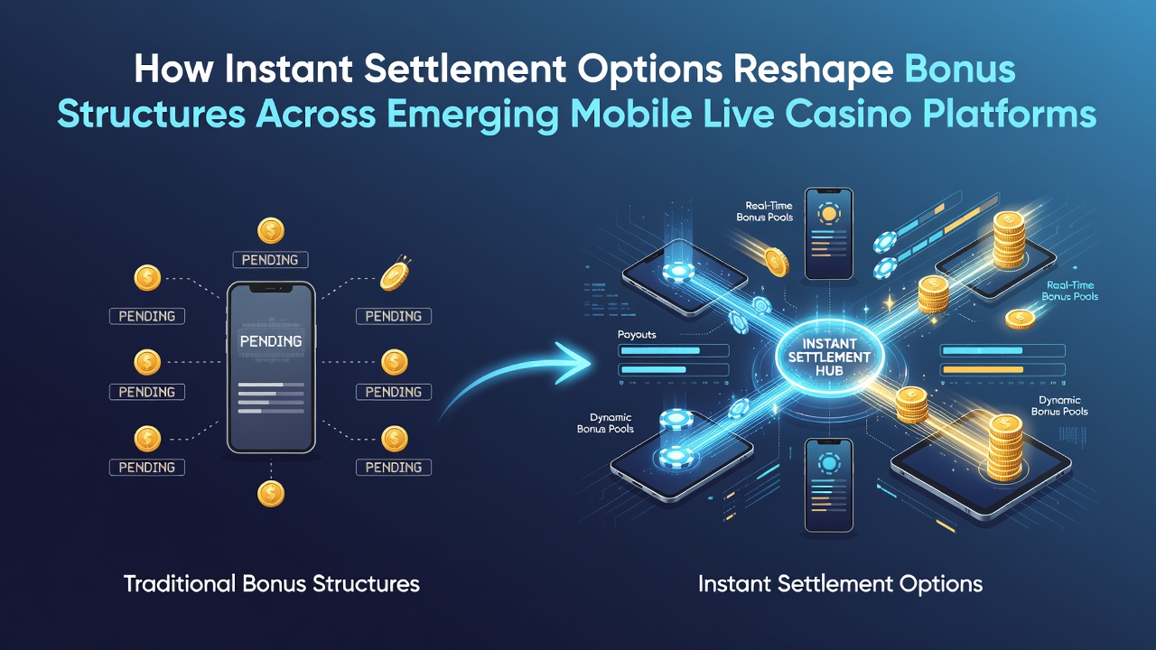 Mobiele live casino interface met directe afwikkelingsopties en bonusstructuren