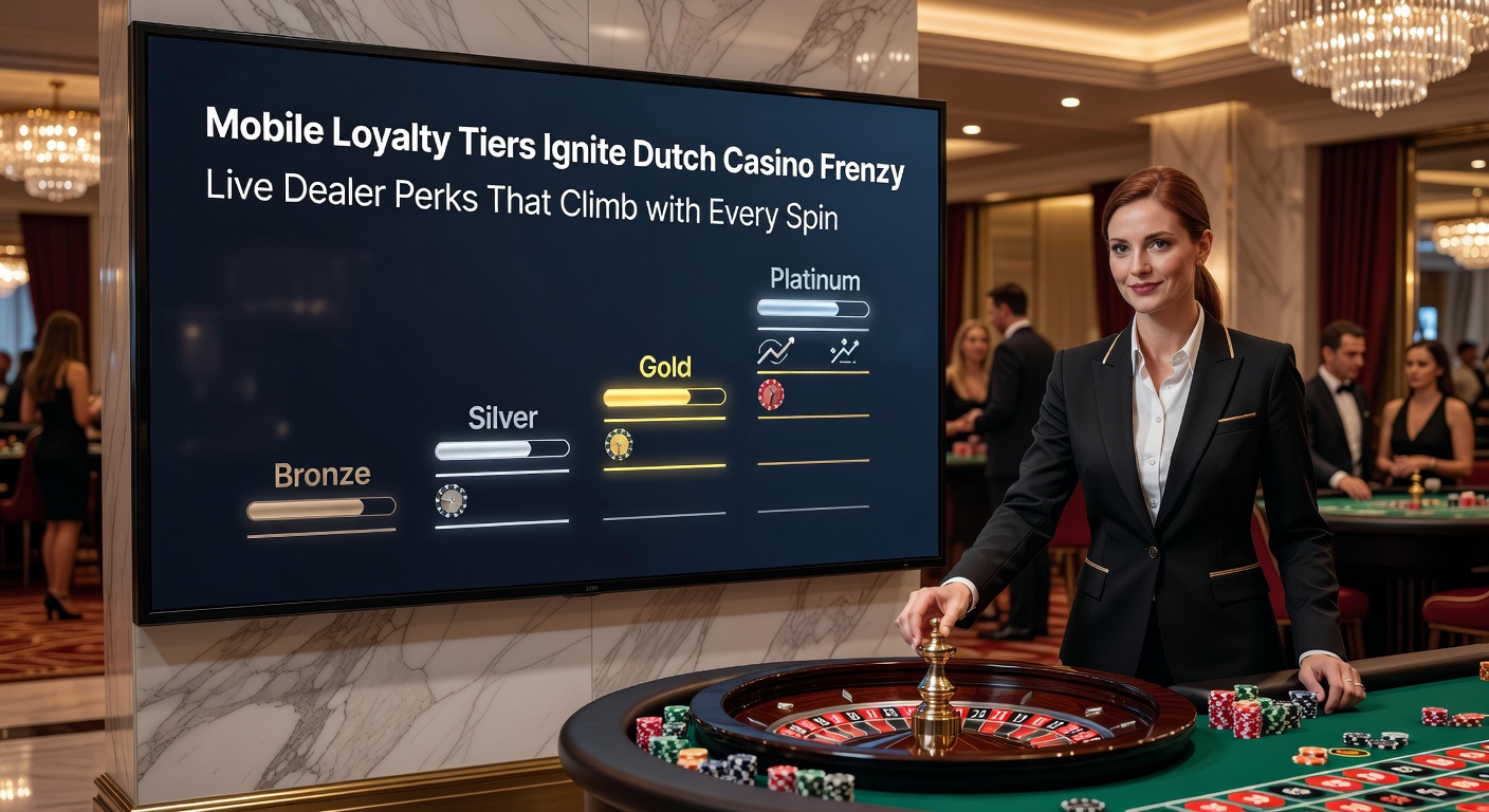Grafiek van tier progressie met live dealer icons en stijgende beloningscurves in mobiele casino app