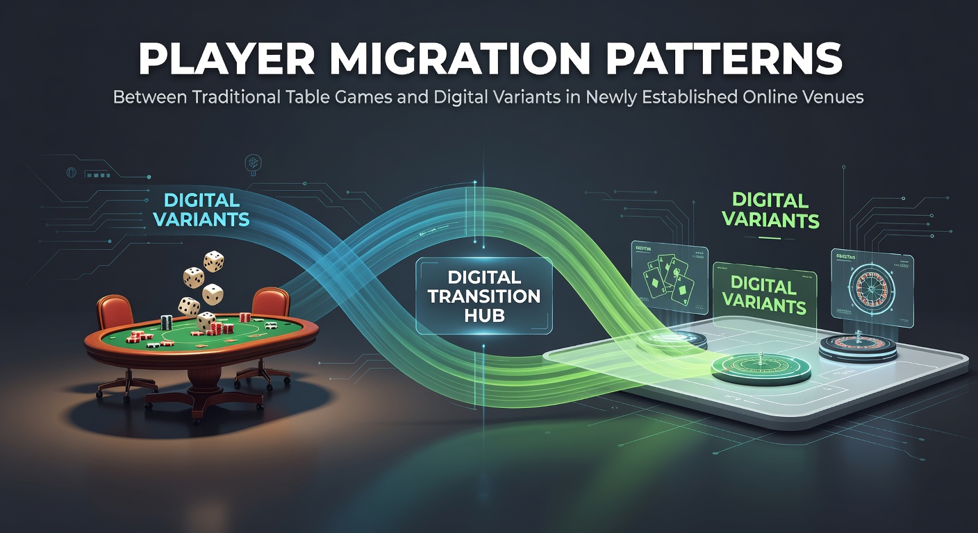 Illustratie van spelers die migreren van fysieke tafels naar digitale interfaces in nieuwe online venues